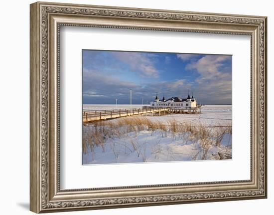 Ahlbeck Pier and Beach, Baltic Sea Resort of Ahlbeck, Usedom, Germany-null-Framed Art Print