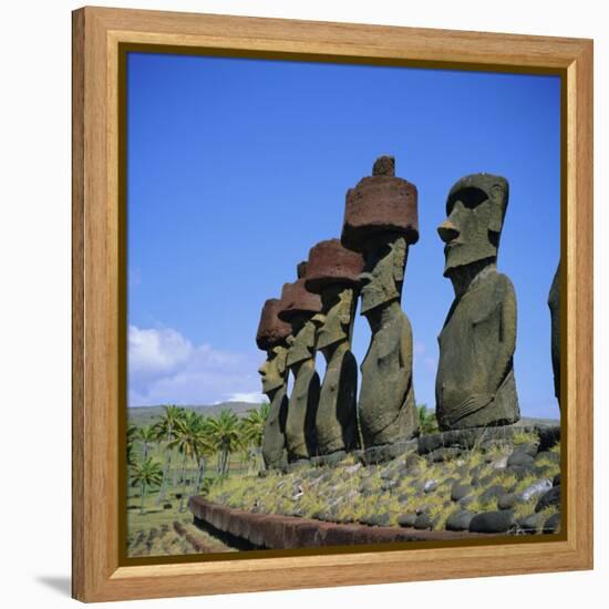 Ahu Nau Nau at Anakena Beach, Easter Island, Chile-Geoff Renner-Framed Premier Image Canvas