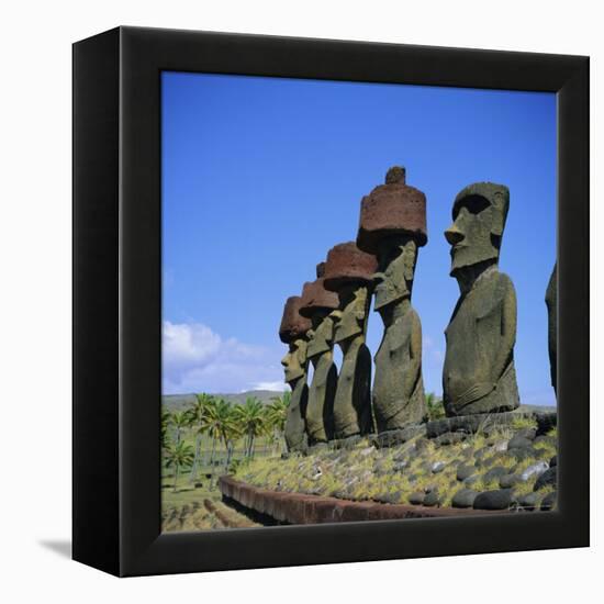 Ahu Nau Nau at Anakena Beach, Easter Island, Chile-Geoff Renner-Framed Premier Image Canvas