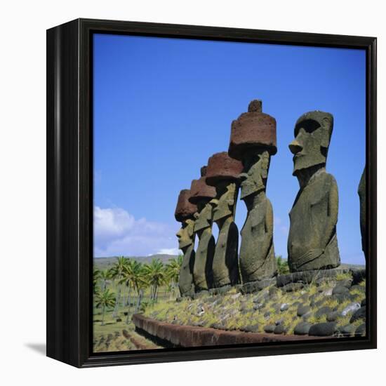 Ahu Nau Nau at Anakena Beach, Easter Island, Chile-Geoff Renner-Framed Premier Image Canvas
