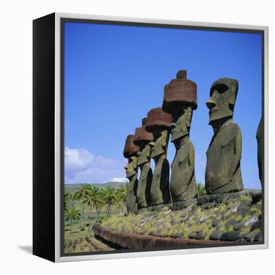 Ahu Nau Nau at Anakena Beach, Easter Island, Chile-Geoff Renner-Framed Premier Image Canvas