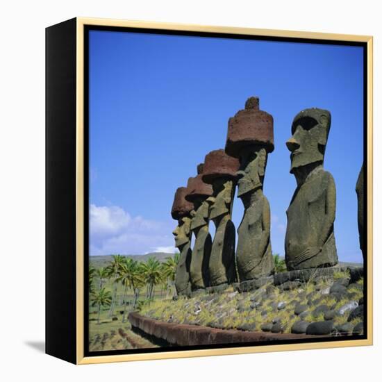 Ahu Nau Nau at Anakena Beach, Easter Island, Chile-Geoff Renner-Framed Premier Image Canvas