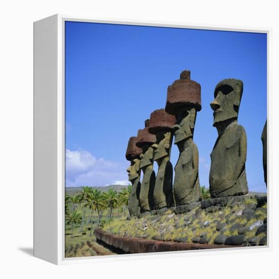 Ahu Nau Nau at Anakena Beach, Easter Island, Chile-Geoff Renner-Framed Premier Image Canvas