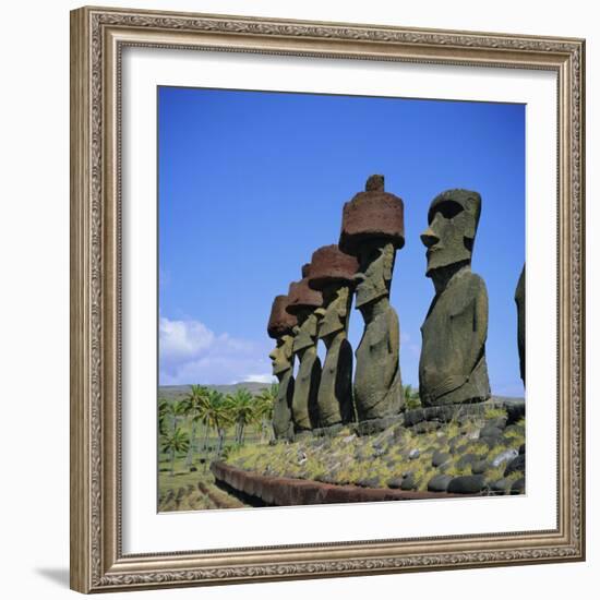 Ahu Nau Nau at Anakena Beach, Easter Island, Chile-Geoff Renner-Framed Photographic Print