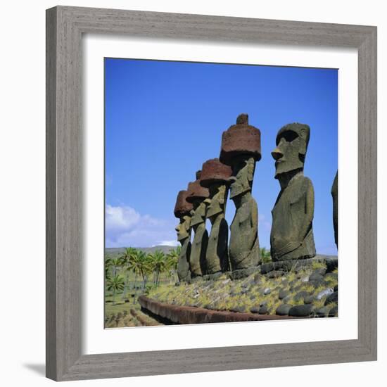 Ahu Nau Nau at Anakena Beach, Easter Island, Chile-Geoff Renner-Framed Photographic Print