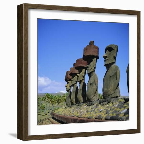 Ahu Nau Nau at Anakena Beach, Easter Island, Chile-Geoff Renner-Framed Photographic Print