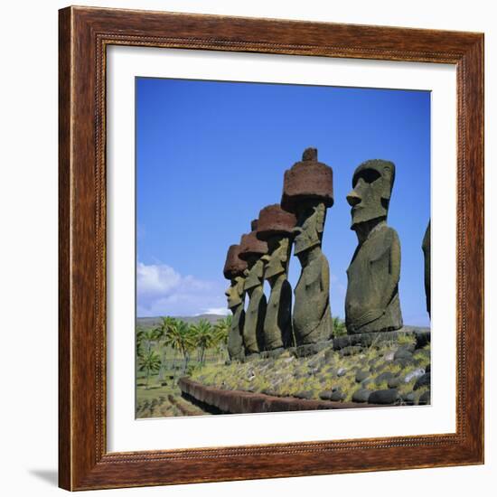 Ahu Nau Nau at Anakena Beach, Easter Island, Chile-Geoff Renner-Framed Photographic Print