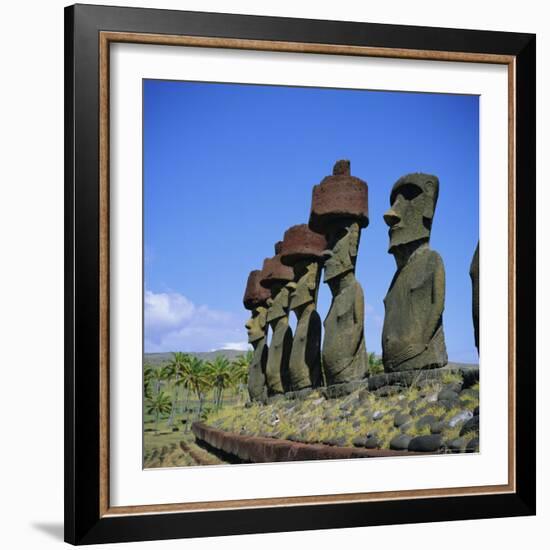 Ahu Nau Nau at Anakena Beach, Easter Island, Chile-Geoff Renner-Framed Photographic Print