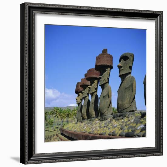 Ahu Nau Nau at Anakena Beach, Easter Island, Chile-Geoff Renner-Framed Photographic Print