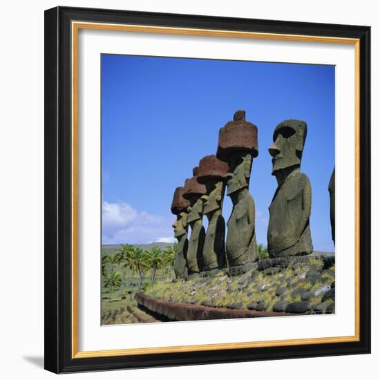 Ahu Nau Nau at Anakena Beach, Easter Island, Chile-Geoff Renner-Framed Photographic Print