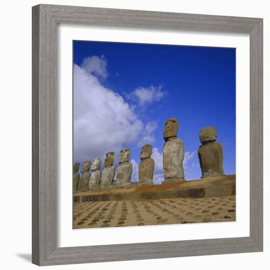 Ahu Tongariki, Easter Island, Chile, Pacific-Geoff Renner-Framed Photographic Print