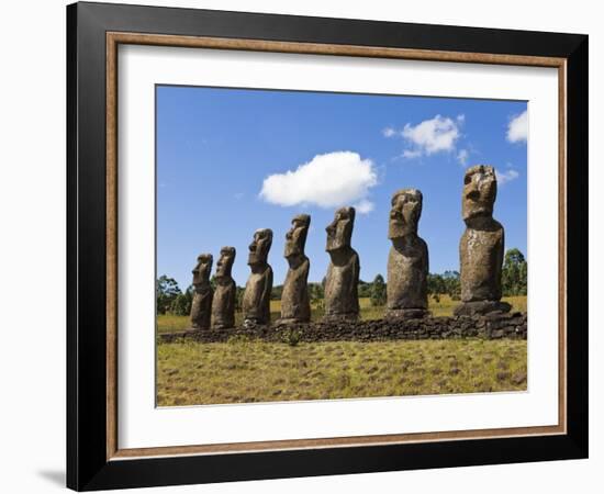 Ahu Tongariki, Tongariki Is a Row of 15 Giant Stone Moai Statues, Rapa Nui, Chile-Gavin Hellier-Framed Photographic Print