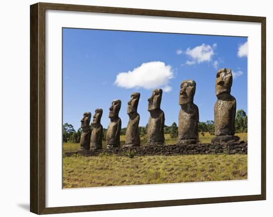 Ahu Tongariki, Tongariki Is a Row of 15 Giant Stone Moai Statues, Rapa Nui, Chile-Gavin Hellier-Framed Photographic Print