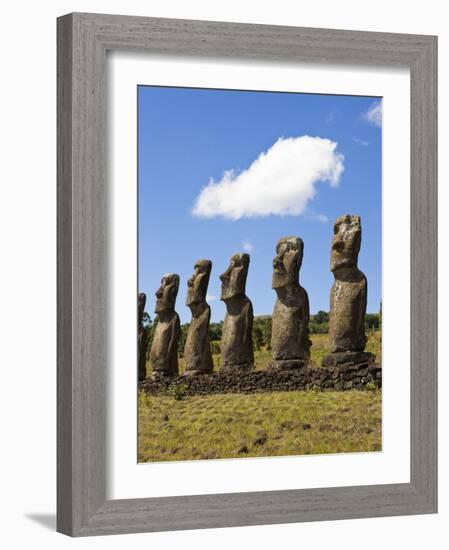 Ahu Tongariki, Tongariki Is a Row of 15 Giant Stone Moai Statues, Rapa Nui, Chile-Gavin Hellier-Framed Photographic Print