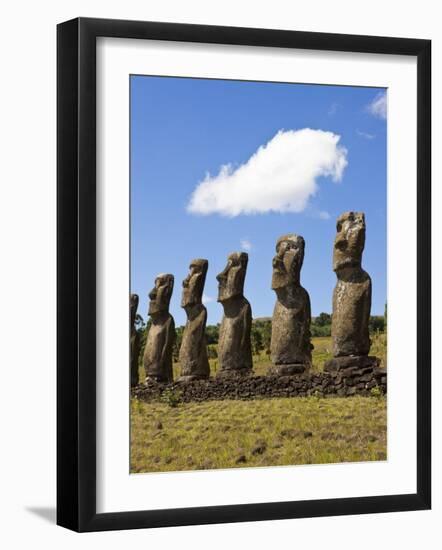 Ahu Tongariki, Tongariki Is a Row of 15 Giant Stone Moai Statues, Rapa Nui, Chile-Gavin Hellier-Framed Photographic Print