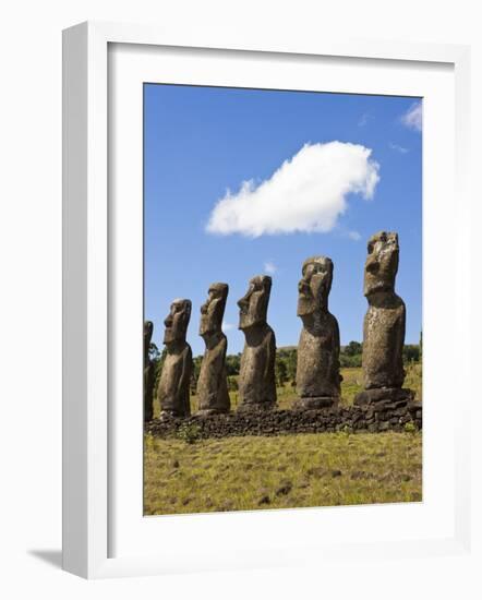 Ahu Tongariki, Tongariki Is a Row of 15 Giant Stone Moai Statues, Rapa Nui, Chile-Gavin Hellier-Framed Photographic Print