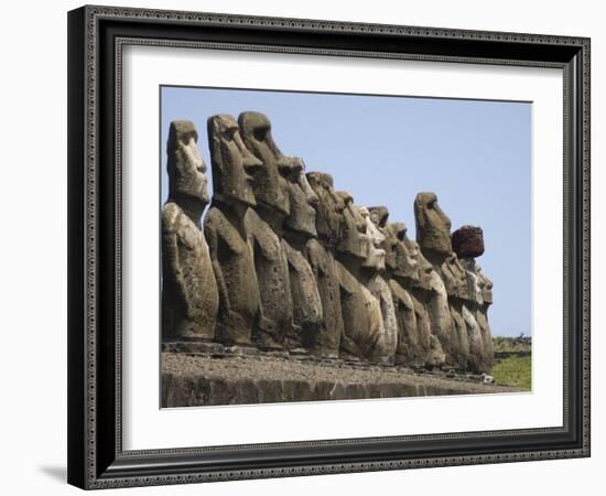 Ahu Tongariki, Unesco World Heritage Site, Easter Island (Rapa Nui), Chile, South America-Michael Snell-Framed Photographic Print