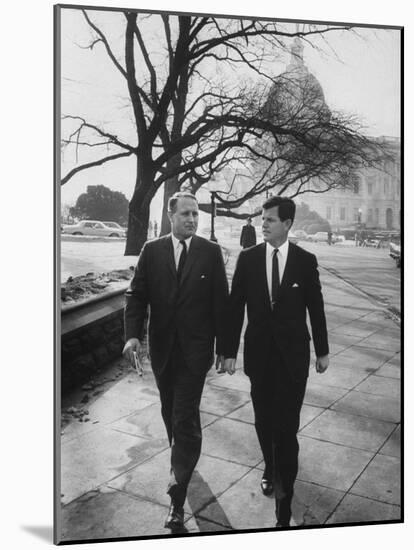 Aide John C. Culver Walking with Sen. Edward M. Kennedy-John Dominis-Mounted Photographic Print