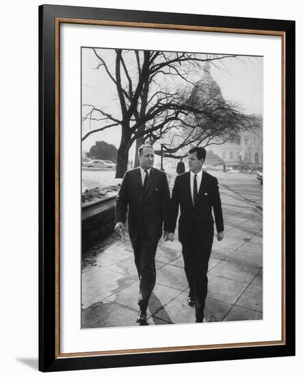 Aide John C. Culver Walking with Sen. Edward M. Kennedy-John Dominis-Framed Photographic Print