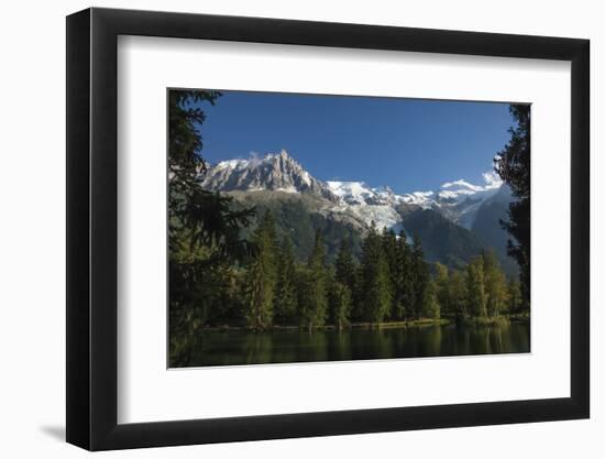 Aiguile du Midi and Mont Blanc, 4809m, and the Glaciers, from the Lake, Chamonix, Haute Savoie, Fre-James Emmerson-Framed Photographic Print