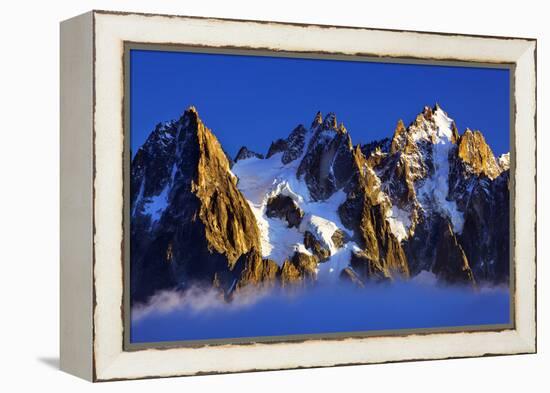 Aiguilles De Chamonix at Sunset with Clouds Rising, Haute Savoie, France, Europe, September 2008-Frank Krahmer-Framed Premier Image Canvas