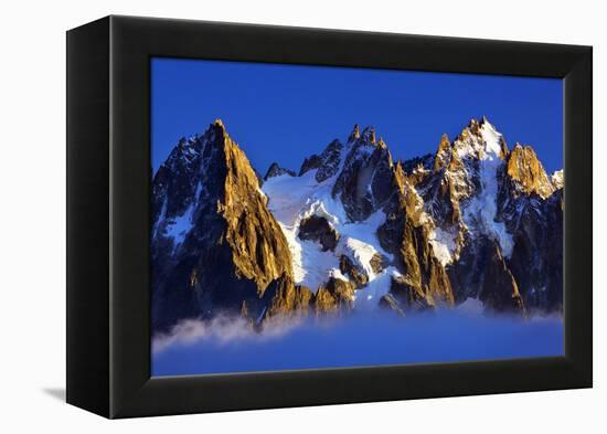 Aiguilles De Chamonix at Sunset with Clouds Rising, Haute Savoie, France, Europe, September 2008-Frank Krahmer-Framed Premier Image Canvas