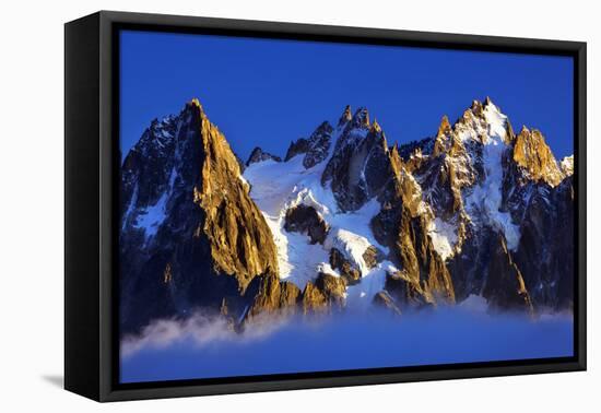 Aiguilles De Chamonix at Sunset with Clouds Rising, Haute Savoie, France, Europe, September 2008-Frank Krahmer-Framed Premier Image Canvas