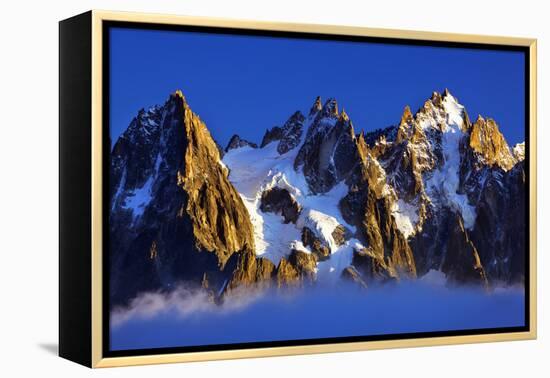 Aiguilles De Chamonix at Sunset with Clouds Rising, Haute Savoie, France, Europe, September 2008-Frank Krahmer-Framed Premier Image Canvas