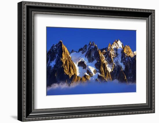 Aiguilles De Chamonix at Sunset with Clouds Rising, Haute Savoie, France, Europe, September 2008-Frank Krahmer-Framed Photographic Print