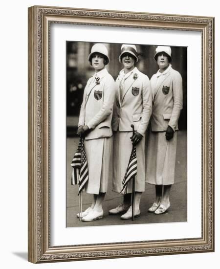 Aileen Riggin, Gertrude Ederle, Helen Wainwright, Three American Olympic Swimming Champions, 1924-American Photographer-Framed Photographic Print