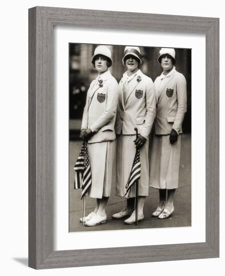 Aileen Riggin, Gertrude Ederle, Helen Wainwright, Three American Olympic Swimming Champions, 1924-American Photographer-Framed Photographic Print