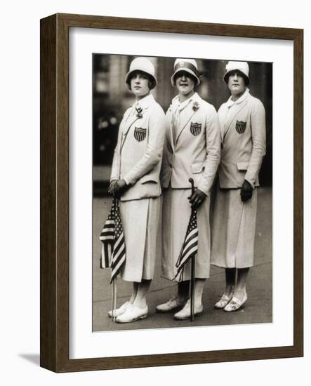 Aileen Riggin, Gertrude Ederle, Helen Wainwright, Three American Olympic Swimming Champions, 1924-American Photographer-Framed Photographic Print