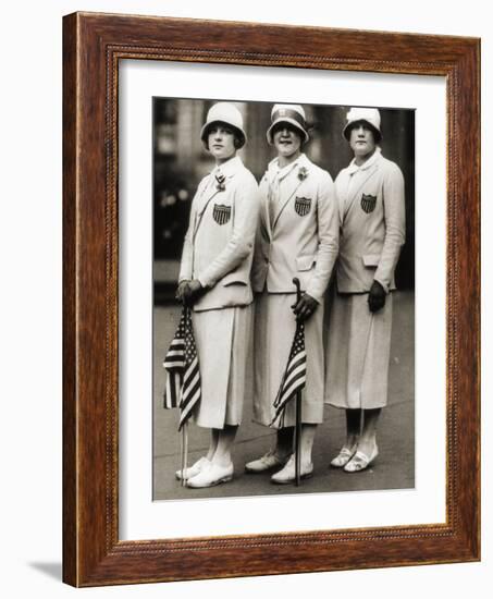 Aileen Riggin, Gertrude Ederle, Helen Wainwright, Three American Olympic Swimming Champions, 1924-American Photographer-Framed Photographic Print