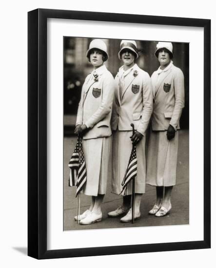 Aileen Riggin, Gertrude Ederle, Helen Wainwright, Three American Olympic Swimming Champions, 1924-American Photographer-Framed Photographic Print