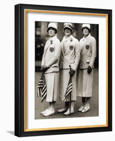 Aileen Riggin, Gertrude Ederle, Helen Wainwright, Three American Olympic Swimming Champions, 1924-American Photographer-Framed Photographic Print