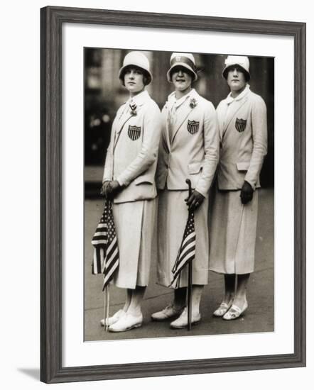 Aileen Riggin, Gertrude Ederle, Helen Wainwright, Three American Olympic Swimming Champions, 1924-American Photographer-Framed Photographic Print