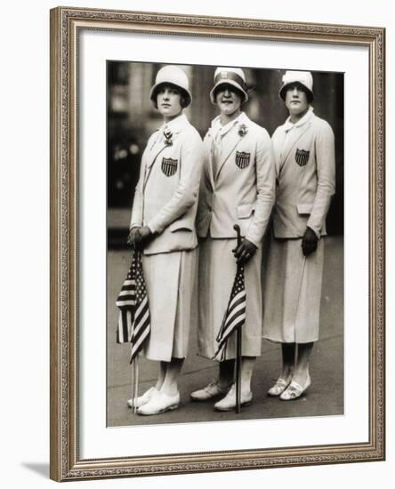 Aileen Riggin, Gertrude Ederle, Helen Wainwright, Three American Olympic Swimming Champions, 1924-American Photographer-Framed Photographic Print