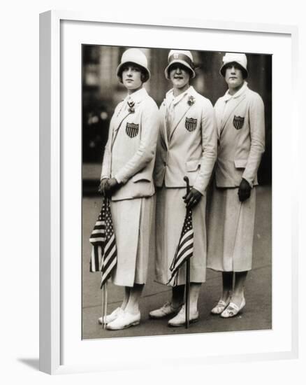 Aileen Riggin, Gertrude Ederle, Helen Wainwright, Three American Olympic Swimming Champions, 1924-American Photographer-Framed Photographic Print