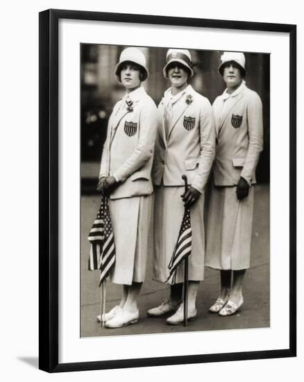 Aileen Riggin, Gertrude Ederle, Helen Wainwright, Three American Olympic Swimming Champions, 1924-American Photographer-Framed Photographic Print