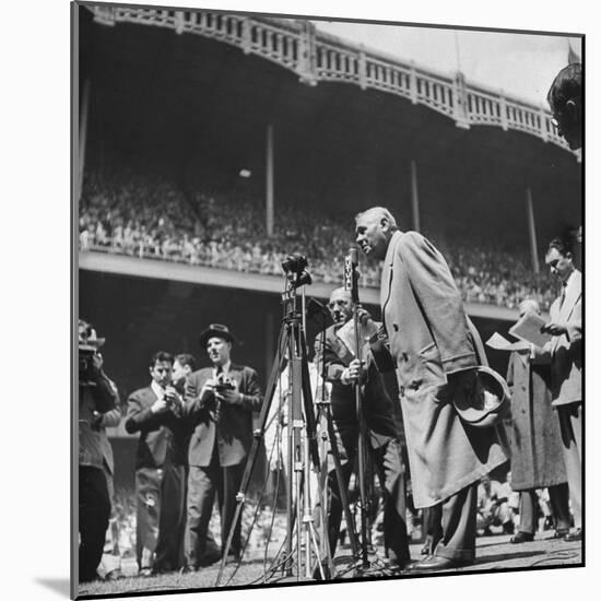 Ailing Babe Ruth Thanking Fans, Who Are Giving Him a Standing Ovation in Yankee Stadium-Ralph Morse-Mounted Premium Photographic Print