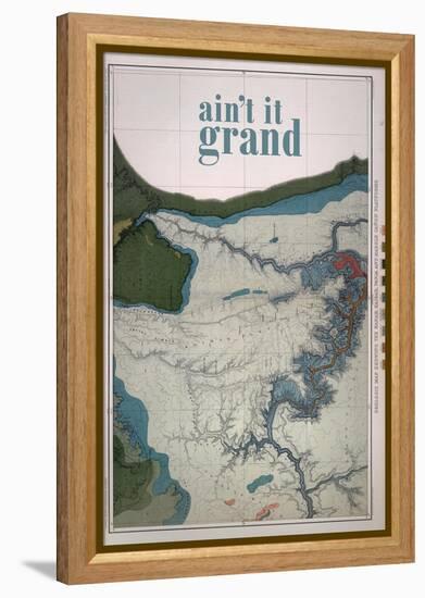 Ain't it Grand - 1882, Grand Canyon Map - The Kanab, Kaibab, Paria and Marble Canon Platforms-null-Framed Premier Image Canvas