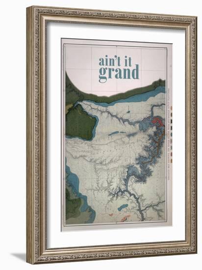 Ain't it Grand - 1882, Grand Canyon Map - The Kanab, Kaibab, Paria and Marble Canon Platforms-null-Framed Giclee Print