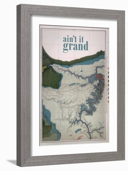 Ain't it Grand - 1882, Grand Canyon Map - The Kanab, Kaibab, Paria and Marble Canon Platforms-null-Framed Giclee Print