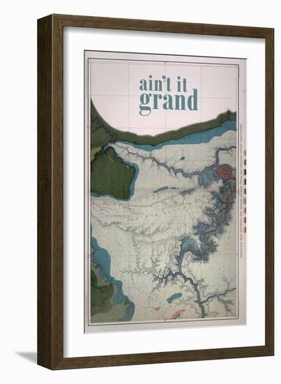 Ain't it Grand - 1882, Grand Canyon Map - The Kanab, Kaibab, Paria and Marble Canon Platforms-null-Framed Giclee Print