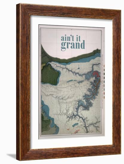 Ain't it Grand - 1882, Grand Canyon Map - The Kanab, Kaibab, Paria and Marble Canon Platforms-null-Framed Giclee Print