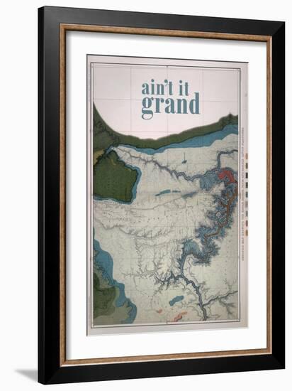 Ain't it Grand - 1882, Grand Canyon Map - The Kanab, Kaibab, Paria and Marble Canon Platforms--Framed Giclee Print