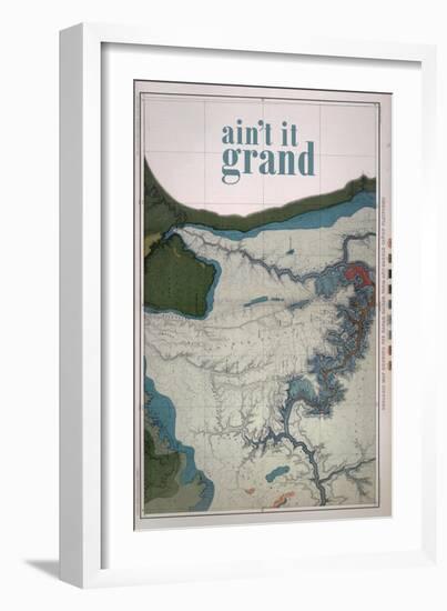 Ain't it Grand - 1882, Grand Canyon Map - The Kanab, Kaibab, Paria and Marble Canon Platforms--Framed Giclee Print