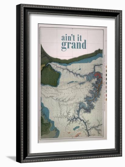 Ain't it Grand - 1882, Grand Canyon Map - The Kanab, Kaibab, Paria and Marble Canon Platforms-null-Framed Premium Giclee Print