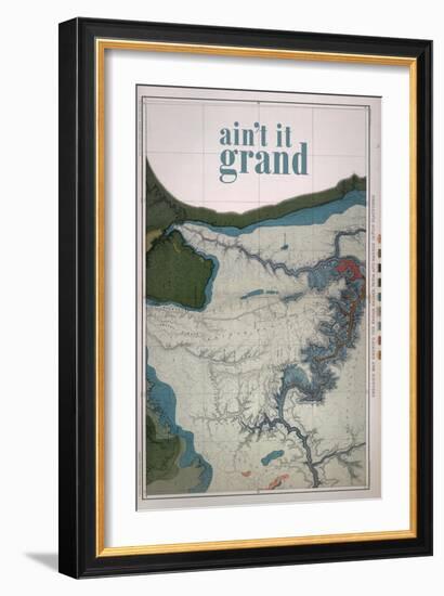 Ain't it Grand - 1882, Grand Canyon Map - The Kanab, Kaibab, Paria and Marble Canon Platforms-null-Framed Premium Giclee Print