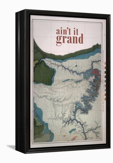 Ain't it Grand - 1882, Grand Canyon Map - The Kanab, Kaibab, Paria and Marble Canon Platforms-null-Framed Premier Image Canvas